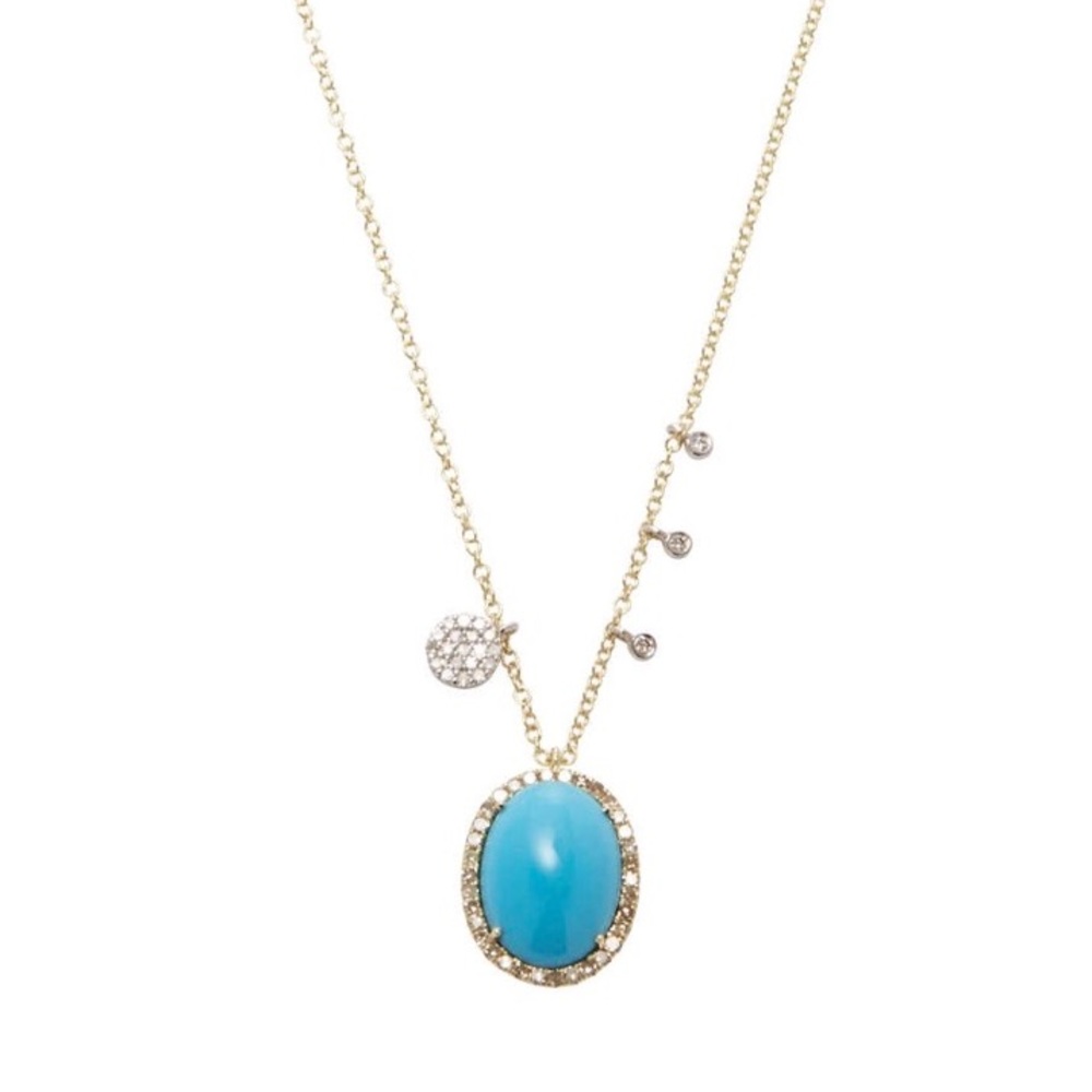 Meira T Turquoise Diamond Yellow Gold Necklace NWT